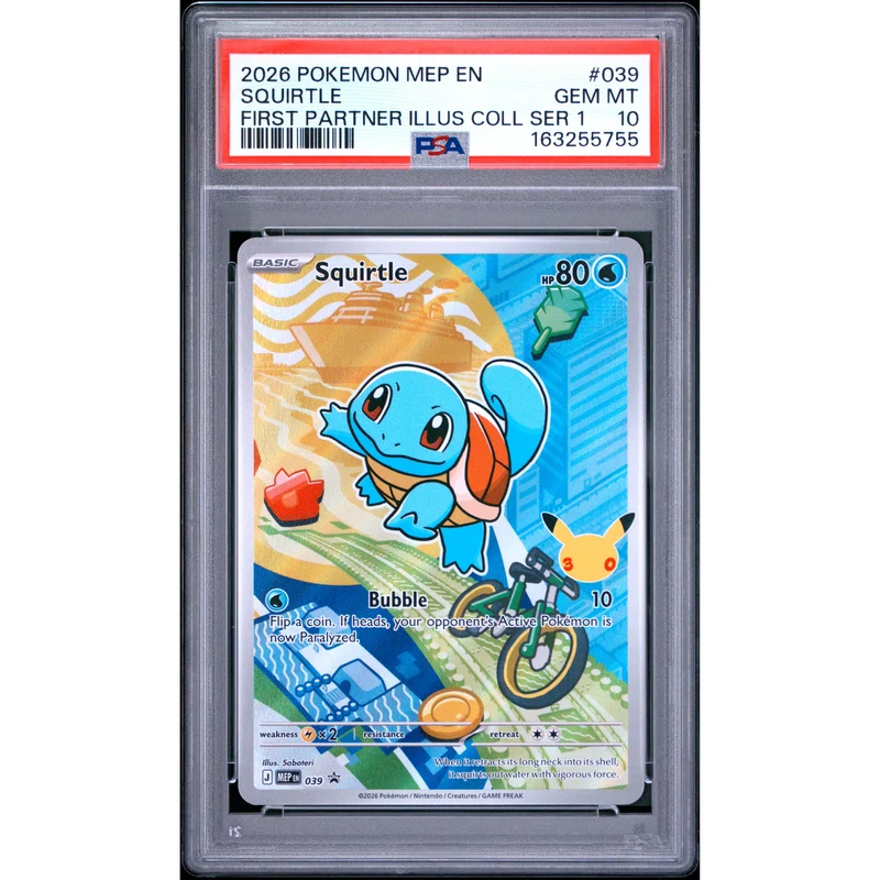 Pokémon TCG: Squirtle #039 PSA 10 - Mega Evolution Black Star Promo
