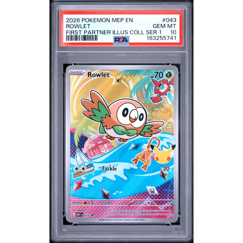 Pokémon TCG: Rowlet #043 PSA 10 - Mega Evolution Black Star Promo