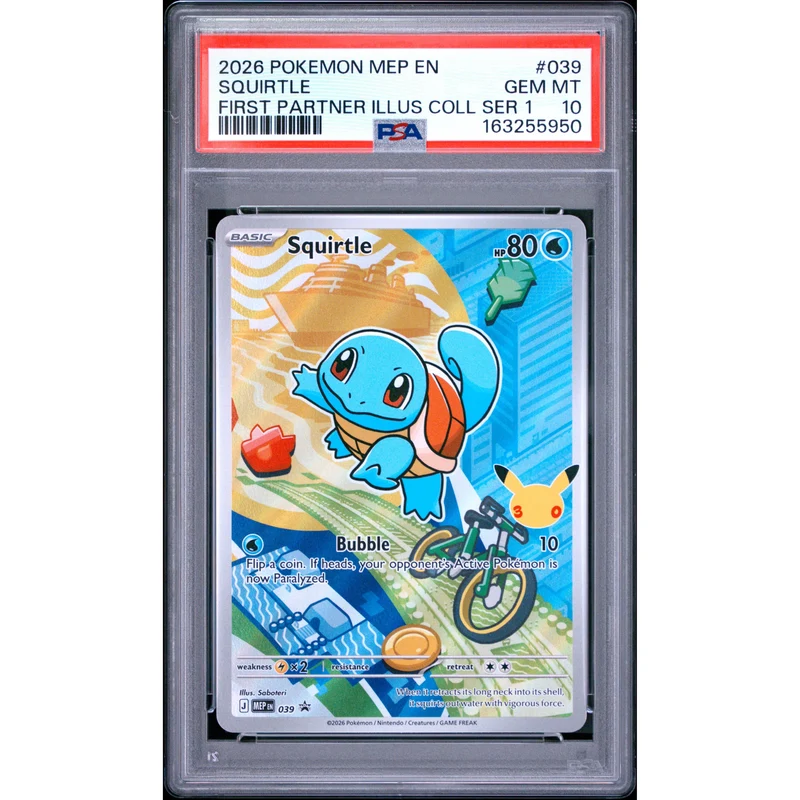 Pokémon TCG: Squirtle #039 PSA 10 - Mega Evolution Black Star Promo