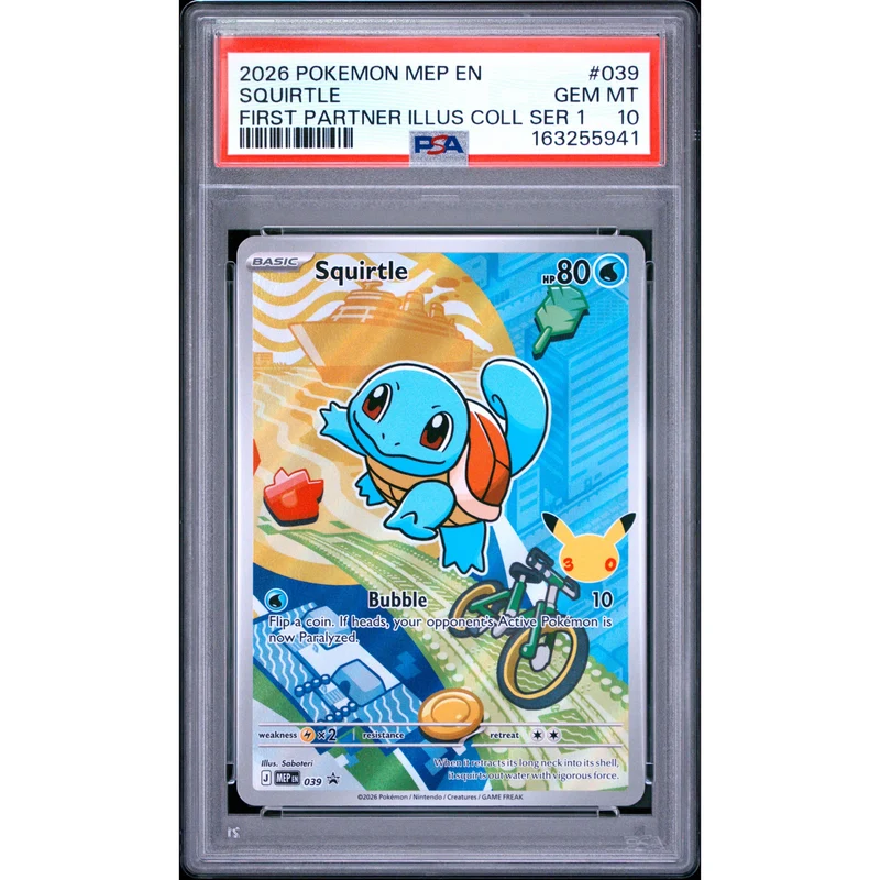 Pokémon TCG: Squirtle #039 PSA 10 - Mega Evolution Black Star Promo
