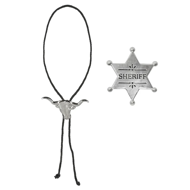 Cowboyset, sheriffstjärna & halsband