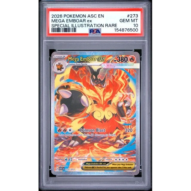 Pokémon TCG: Mega Emboar Ex #273 PSA 10 - Ascended Heroes