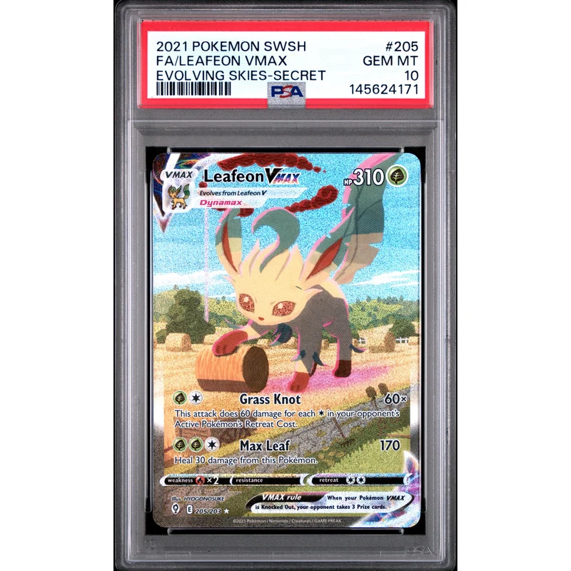 Pokémon TCG: Leafeon Vmax #205 PSA 10 - Evolving Skies