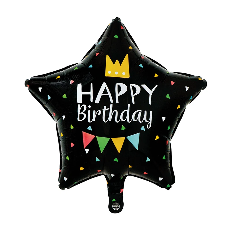 Folieballong, happy birthday svart 46 cm