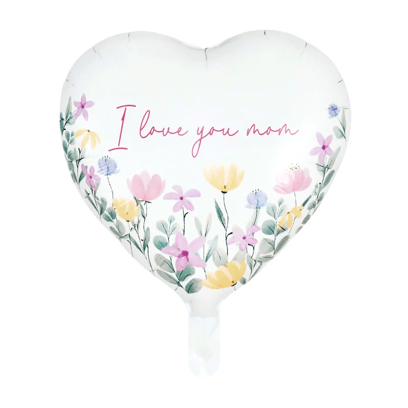 Folieballong, I love you mom vit 46 cm