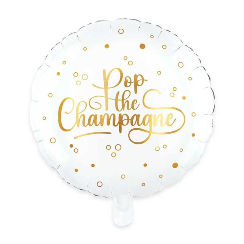 Folieballong, pop the champagne vit 46 cm