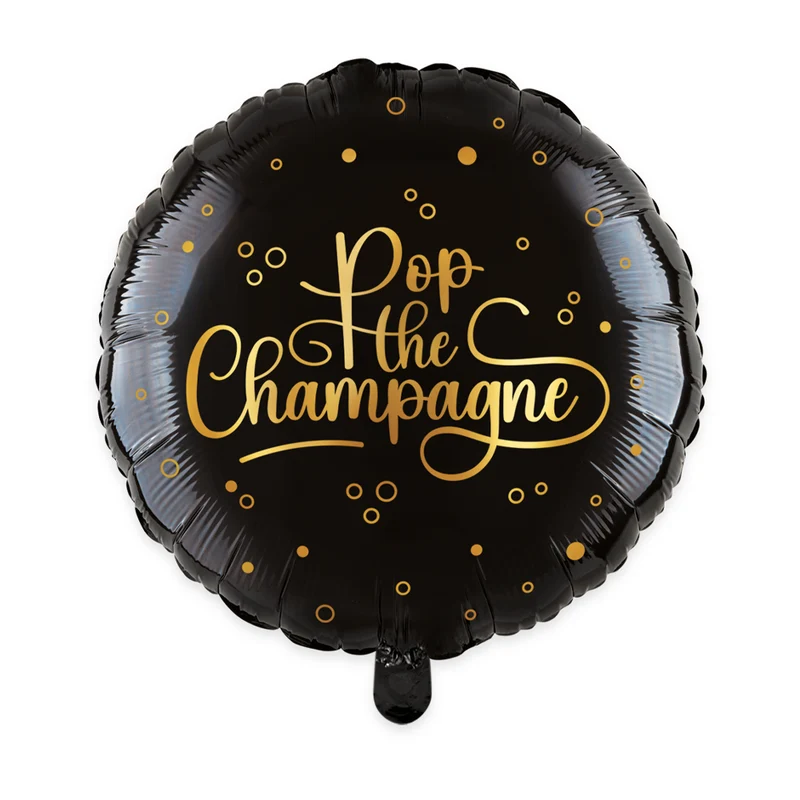 Folieballong, pop the champagne svart 46 cm