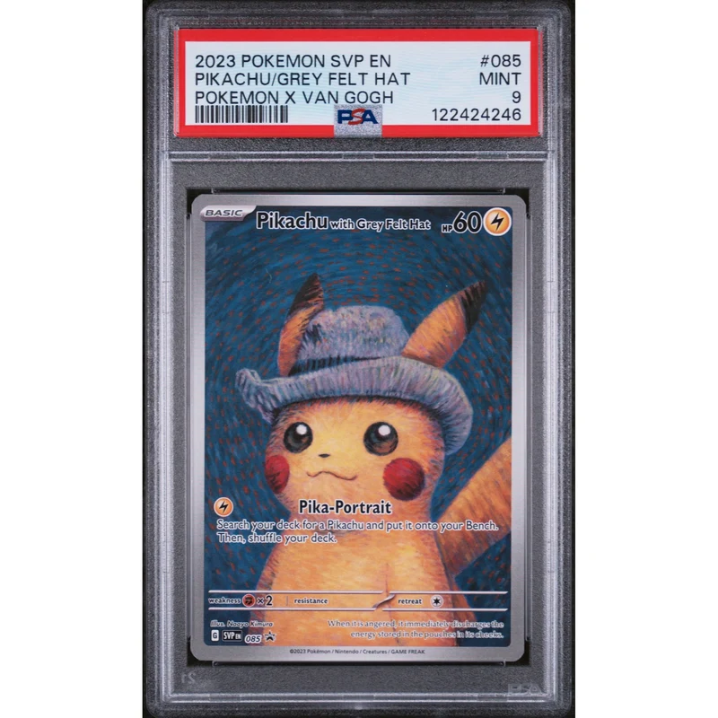 Pokémon TCG: Pikachu Grey Felt Hat #085 PSA 9