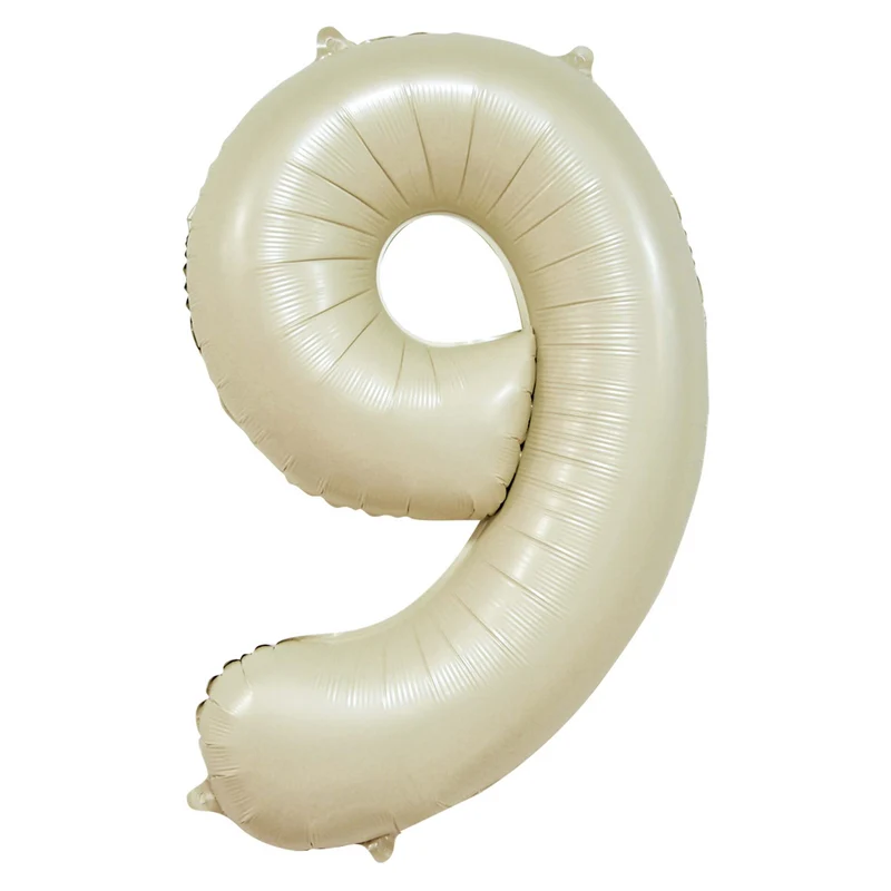 Folieballong, siffra 9 krämvit 86 cm