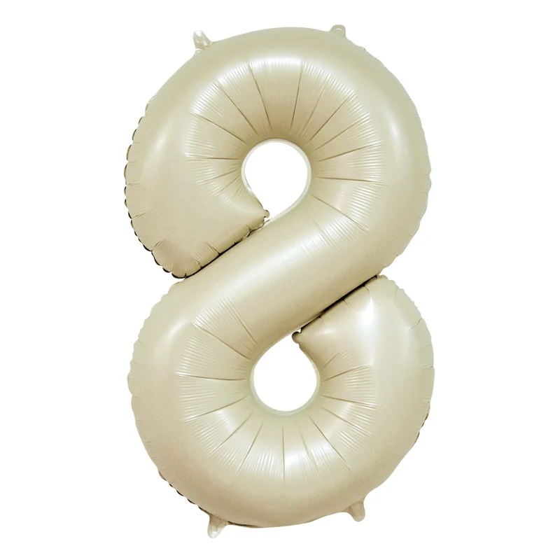 Folieballong, siffra 8 krämvit 86 cm
