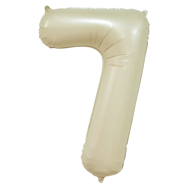 Folieballong, siffra 7 krämvit 86 cm