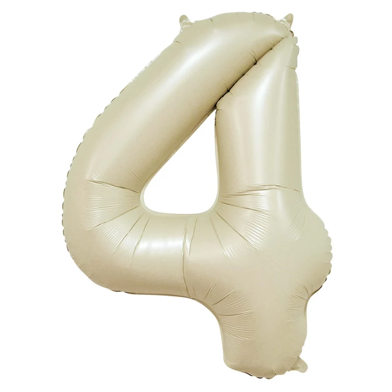 Folieballong, siffra 4 krämvit 86 cm