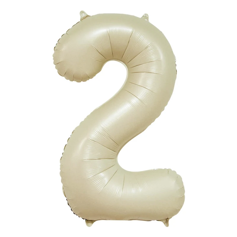 Folieballong, siffra 2 krämvit 86 cm