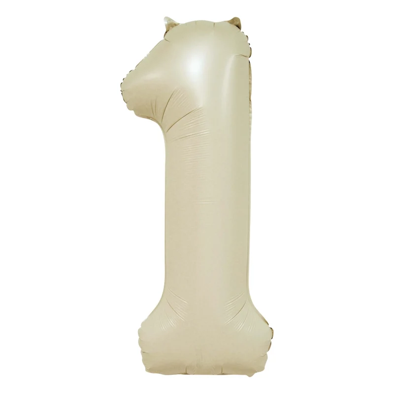 Folieballong, siffra 1 krämvit 86 cm
