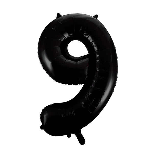 Folieballong, siffra 9 svart 86 cm