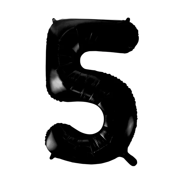 Folieballong, siffra 5 svart 86 cm