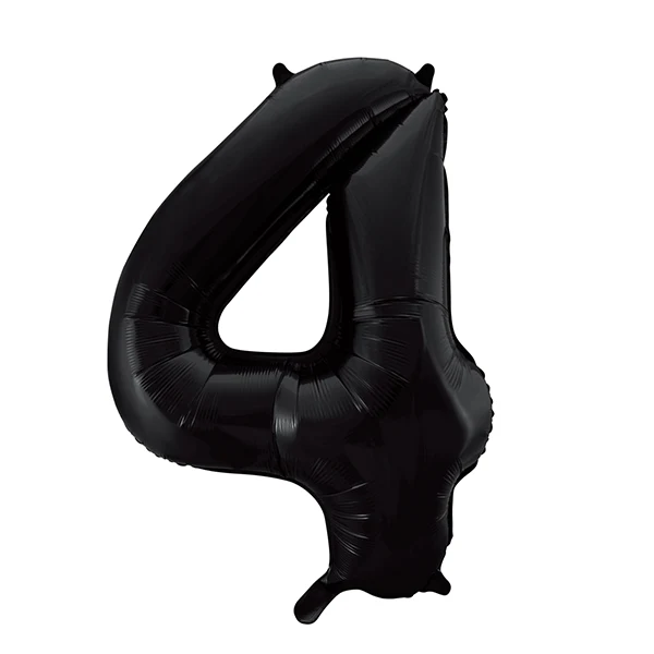 Folieballong, siffra 4 svart 86 cm