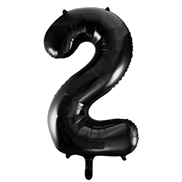 Folieballong, siffra 2 svart 86 cm
