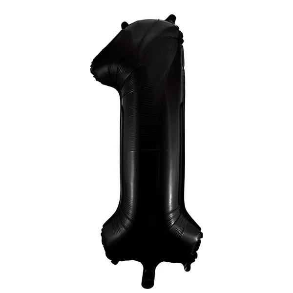 Folieballong, siffra 1 svart 86 cm