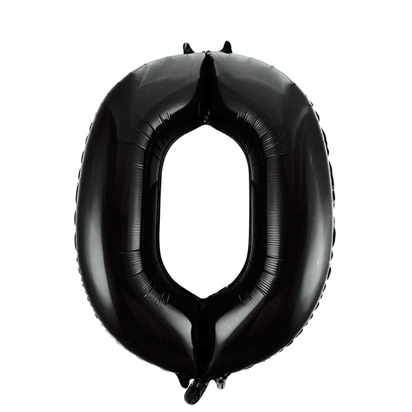 Folieballong, siffra 0 svart 86 cm