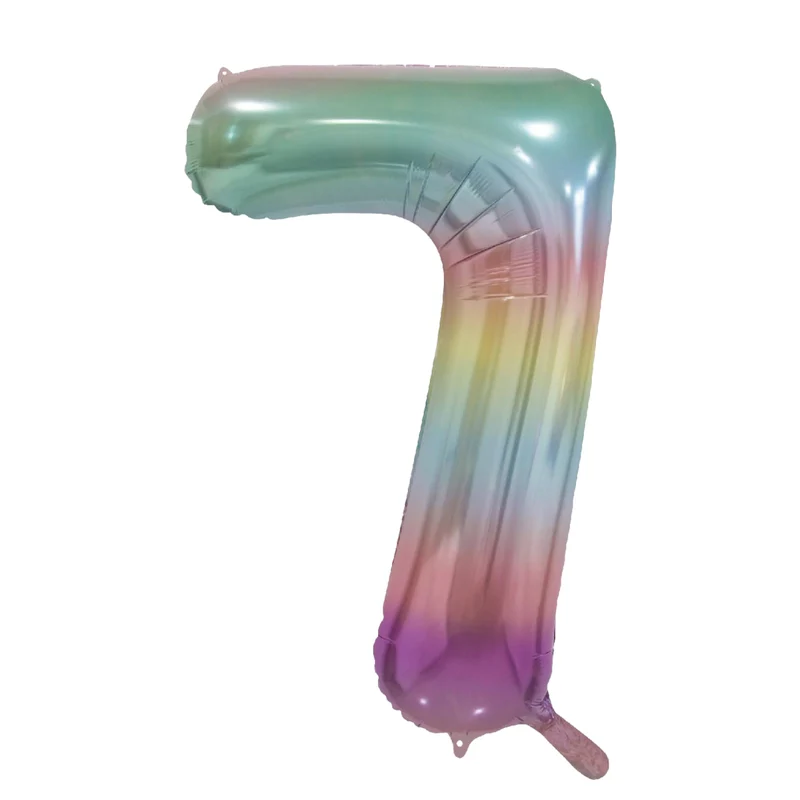 Folieballong, siffra 7 pastell regnbåge 86 cm