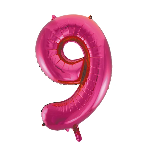 Folieballong, siffra 9 rosa 86 cm