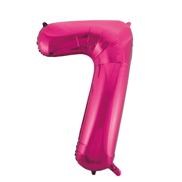 Folieballong, siffra 7 rosa 86 cm