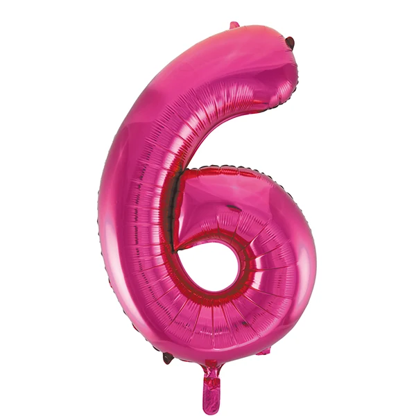 Folieballong, siffra 6 rosa 86 cm