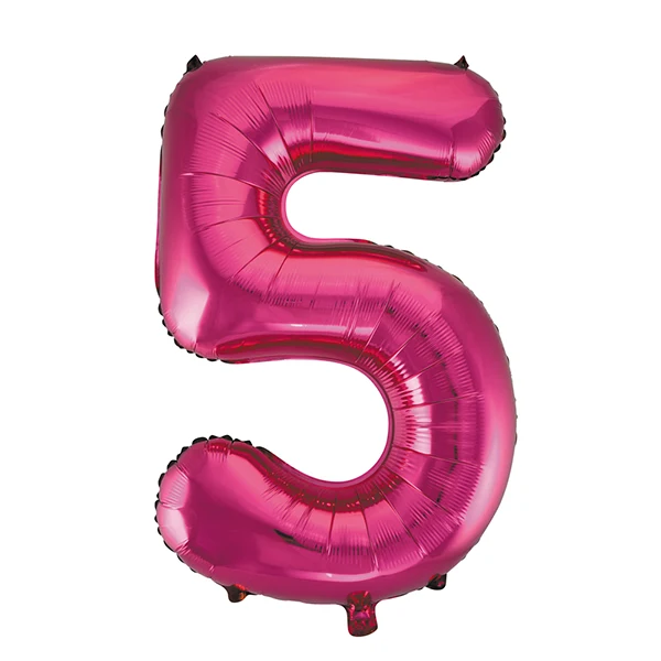Folieballong, siffra 5 rosa 86 cm