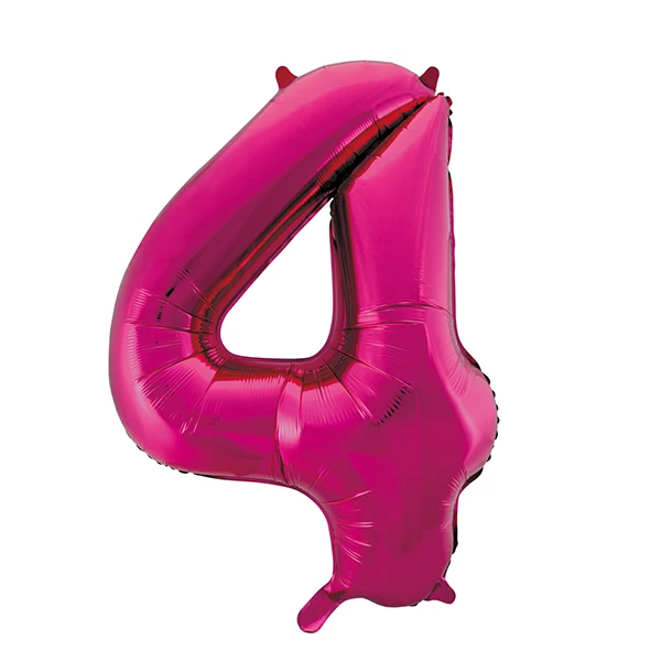Folieballong, siffra 4 rosa 86 cm