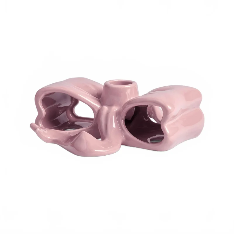 Ljusstake - Rosett, rosa