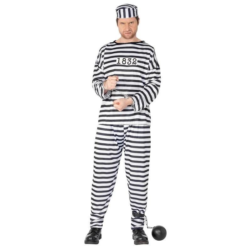Dräkt, fånge svart/vit