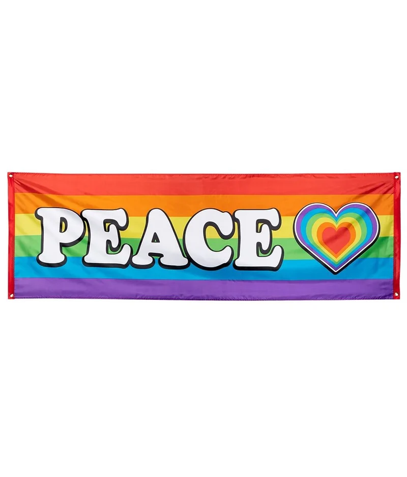Banner, regnbåge peace 74x220 cm