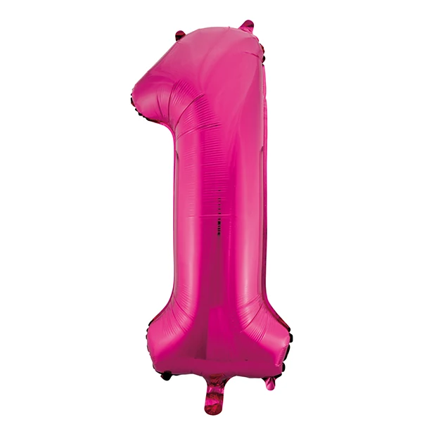 Folieballong, siffra 1 rosa 86 cm