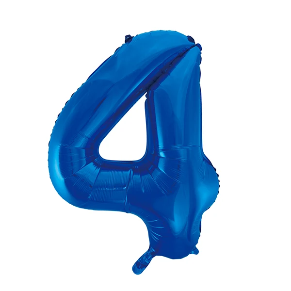 Folieballong, siffra 4 blå 86 cm