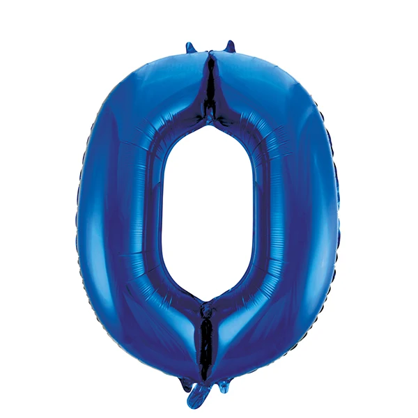 Folieballong, siffra 0 blå 86 cm