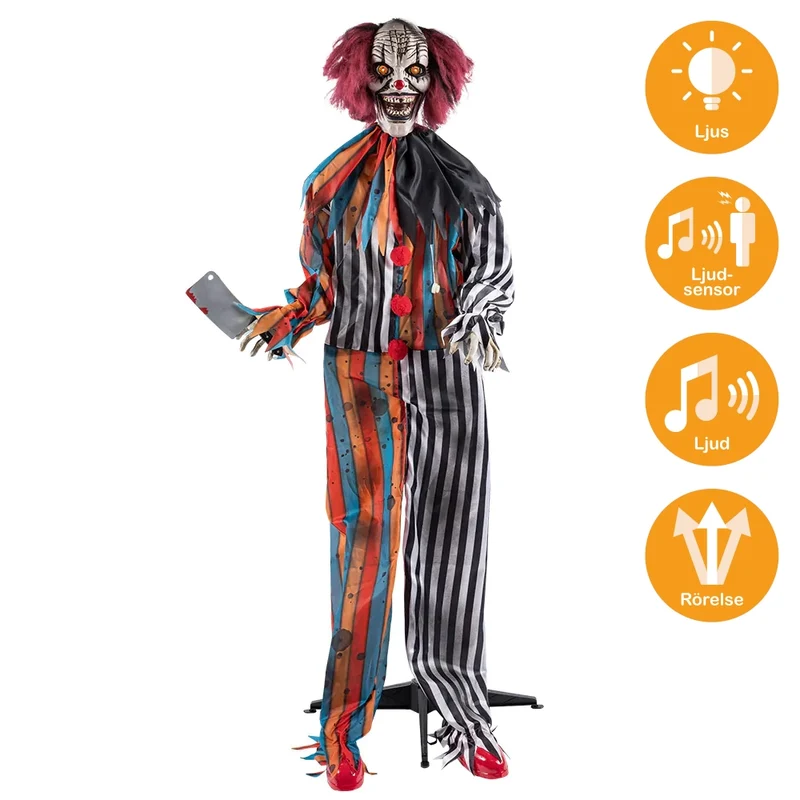 Prop animerad, clown butcher 175 cm