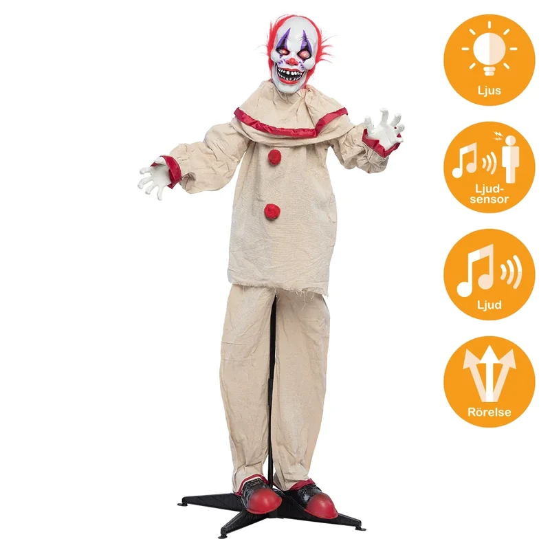 Prop animerad, scary clown 153 cm