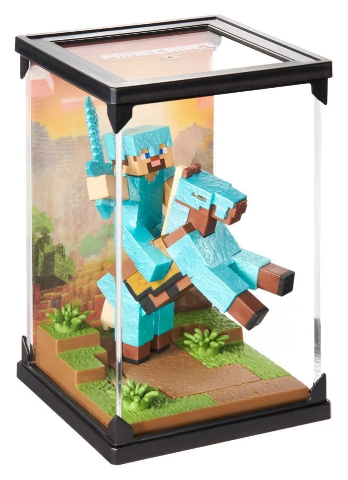 Minecraft Dioramafigur Diamond Armor Steve och Horse 18 cm