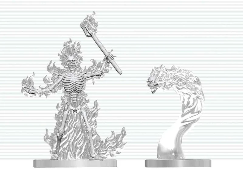 Dungeons & Dragons Nolzur's Marvelous Miniatures omålad miniatyr Flaming Skeleton & Flameskull 14 cm