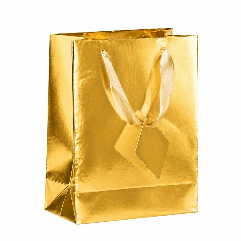 Presentpåse, guld 23x17,5 cm
