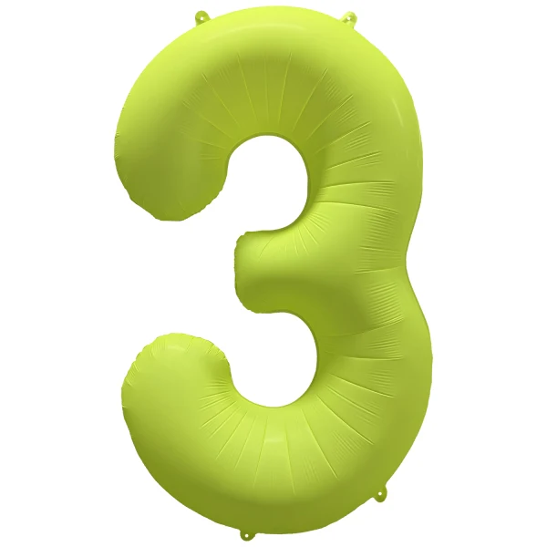 Folieballong siffra, 3 neon gul 86 cm