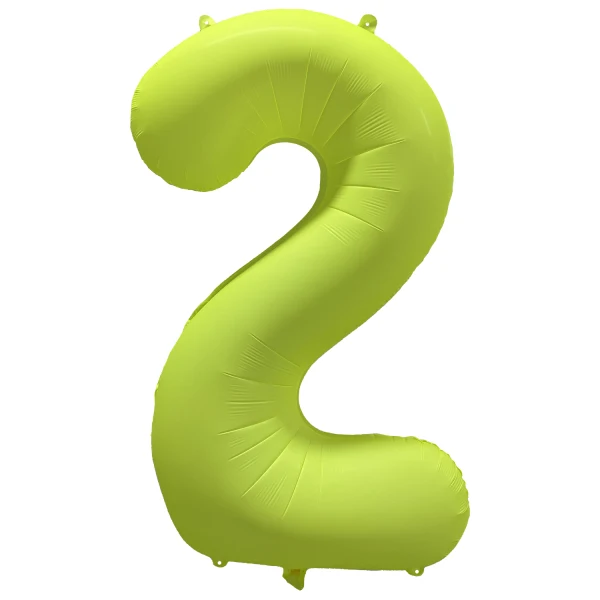 Folieballong siffra, 2 neon gul 86 cm