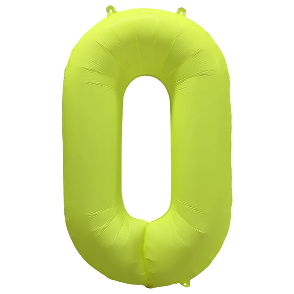 Folieballong siffra, 0 neon gul 86 cm