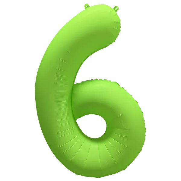 Folieballong siffra, 6 neon grön 86 cm