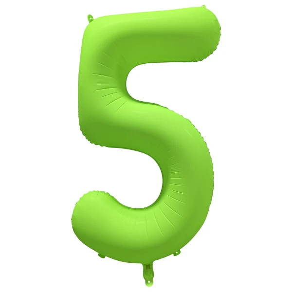 Folieballong siffra, 5 neon grön 86 cm