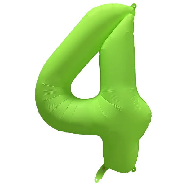 Folieballong siffra, 4 neon grön 86 cm