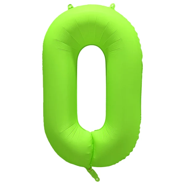 Folieballong siffra, 0 neon grön 86 cm