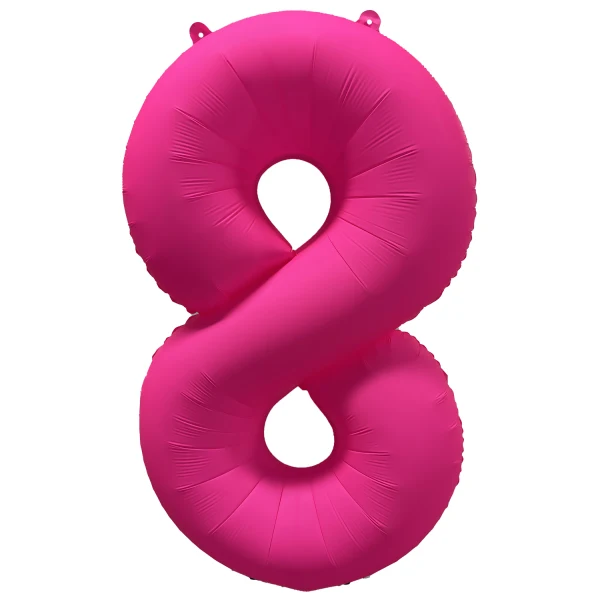Folieballong siffra, 8 neon rosa 86 cm