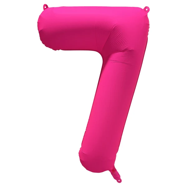 Folieballong siffra, 7 neon rosa 86 cm